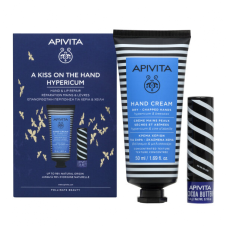 COFFRET APIVITA A KISS ON THE HAND HYPERICUM HAND & LIP REPAIR