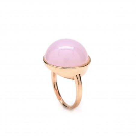 BAGUE AVEC PIERRE RONDE ROSE