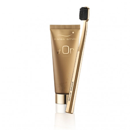 D’OR GEL À DENTS DORÉ ET BROSSE À DENTS ULTRA-DOUCE PLAQUÉE OR