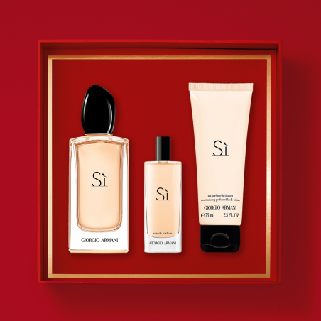 LE COFFRET SÌ DE GIORGIO ARMANI  100 ML + 15 ML + 75 ML DE LAIT POUR LE CORPS.