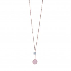 CATENA CON CIONDOLO E DUE GEMME ROSA E VERDI