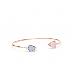 PULSEIRA DE PEDRAS PRECIOSAS AZUIS E COR-DE-ROSA