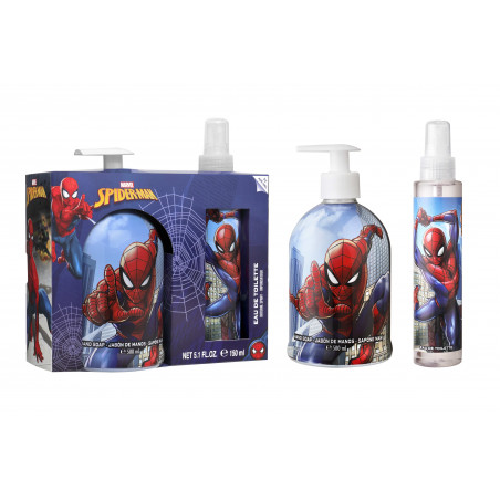 CAIXA SPIDERMAN SABONETE PARA AS MÃOS 500ML COM SPRAY PARA O CORPO