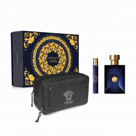 CAIXA VERSACE POUR HOMME DYLAN BLUE EAU DE TOILETTE 100 ML  + V10 ML  + BOLSA
